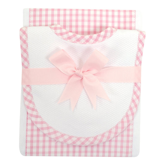 3M Burp & Bib Set - Pink Check