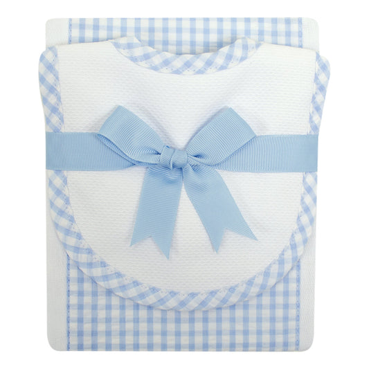 3M Burp & Bib Set-Blue Check
