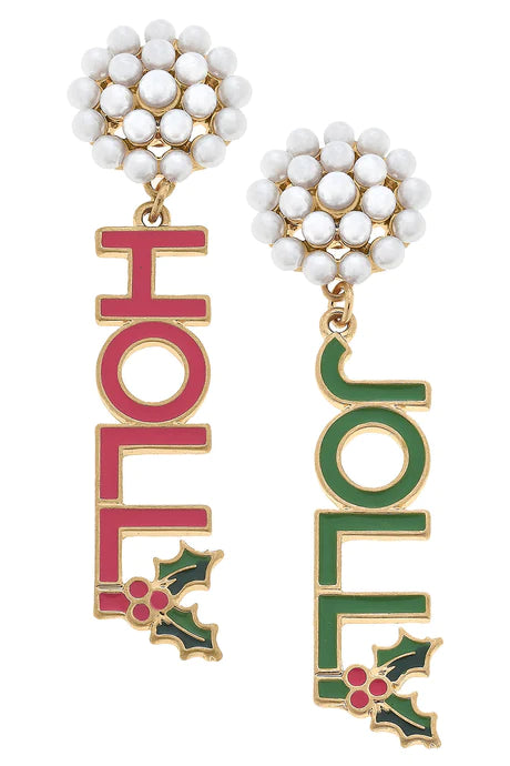 Canvas holly drop earrings