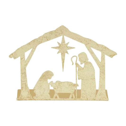 Mud Pie gold tin nativity