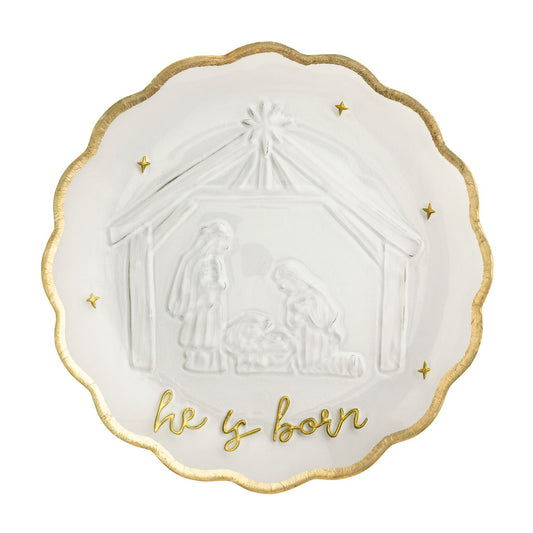 Mp Gold Edge Nativity Platter