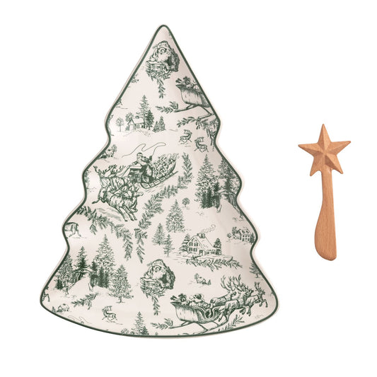 Mp Green Toile Tree Platter