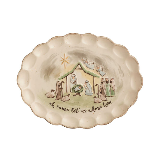 Mp Scalloped Nativity Platter