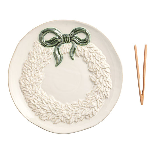 Mp White Wreath Cookie Plate Set