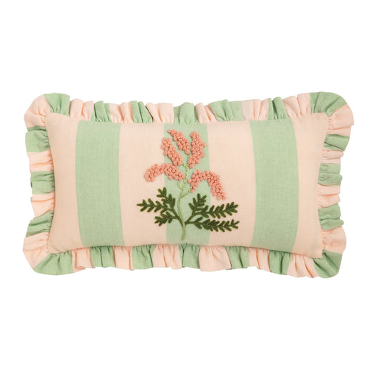MP Ruffle Floral Embroidered Pillow