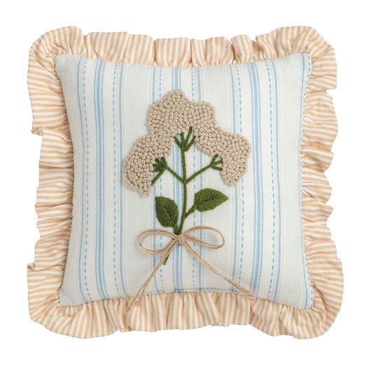 MP Ruffle Floral Embroidered Pillow