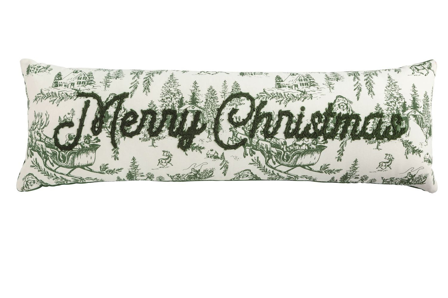 MP Long Green Christmas Toile Pillow