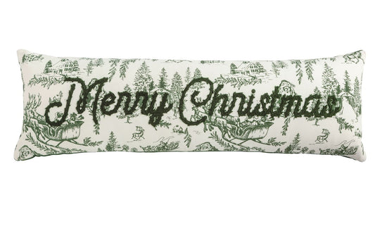 MP Long Green Christmas Toile Pillow