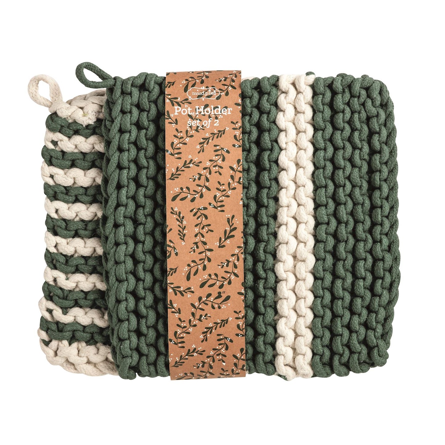 Mp Green Stripe Pot Holder Set