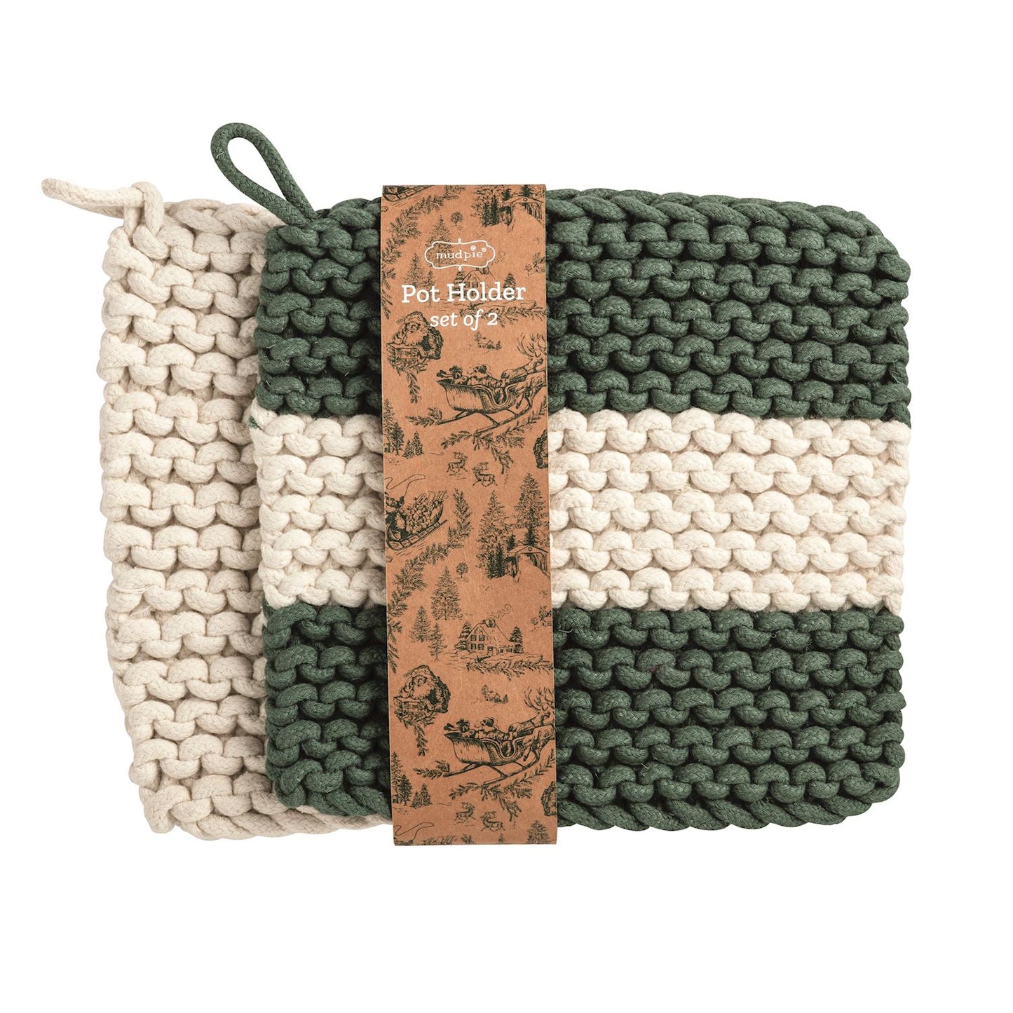 Mp Green Stripe Pot Holder Set