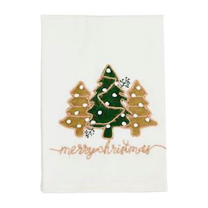 MP White Christmas Velvet Applique Towels