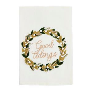 MP White Christmas Velvet Applique Towels