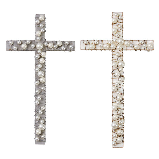 MP Wood Cross with Pearls