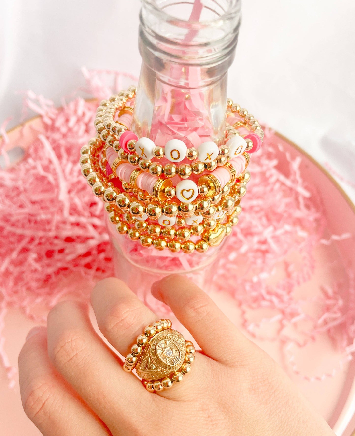 Lindy Beaded Band in Gold