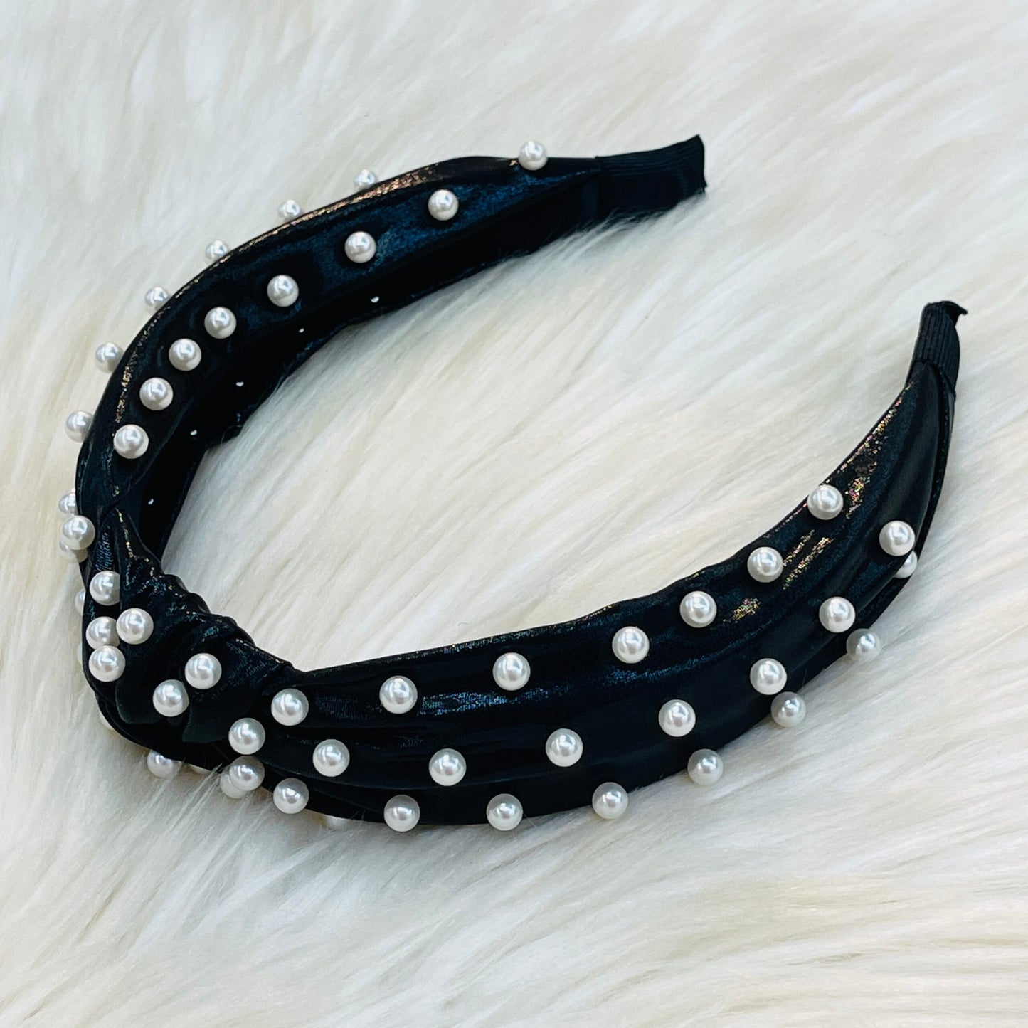 Black and pearl headband