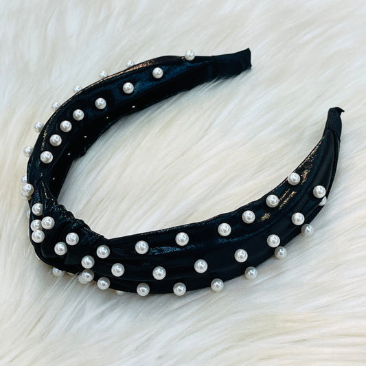 Black and pearl headband