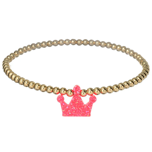 "BB CROWN" OPAL CHARM AND GOLD FILLED BALL BEADED BRACELET