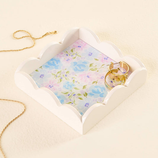 TDE Scallop Trinket Tray-Secret Garden Blue