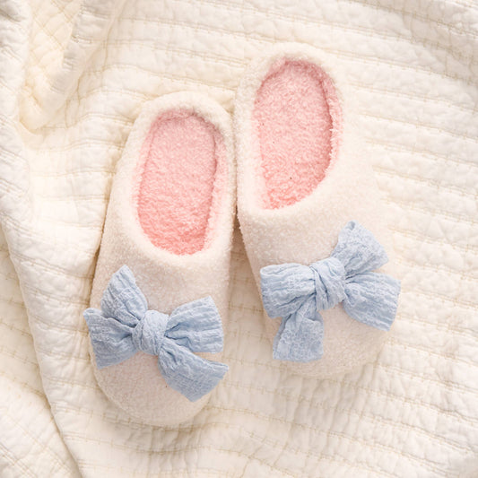 Fuzzy Slippers-Betty Bow Light Blue (Mixed - 2 S/M and 2 M/L