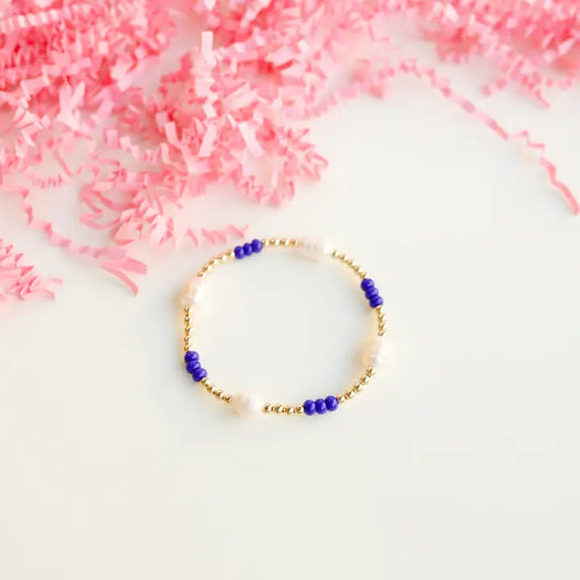 Blue School Spirit Pearl Poppi Bracelet
