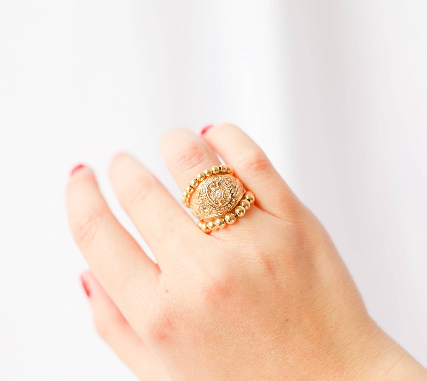 Lindy Beaded Band in Gold