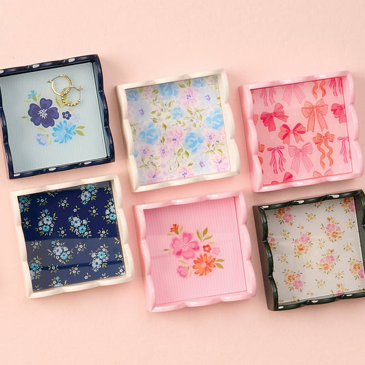 TDE Scallop Trinket Tray-Secret Garden Blue