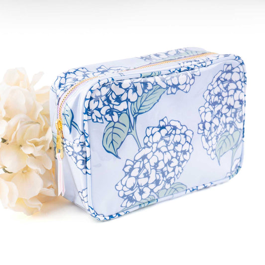 8 Oak Hydrangea Stem Clear Coated Rectangular Cosmetic Case
