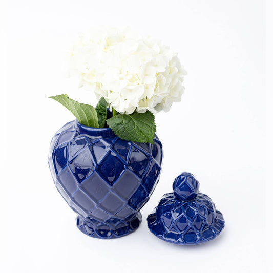 Navy Textured Ginger Jar