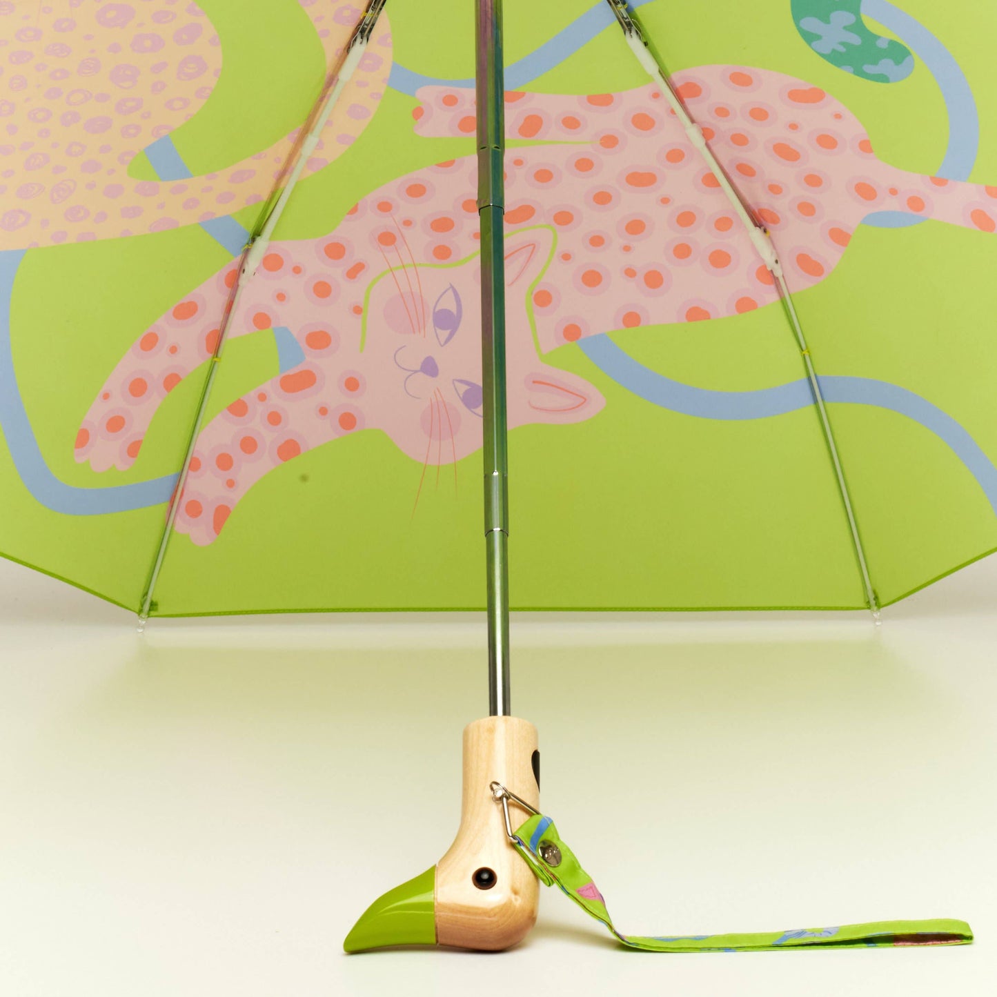 NEW Print! Lime Arty Cats Eco-Friendly Duck Umbrella