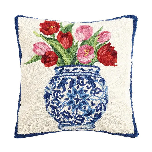 PH Chinoiserie Vase Tulips Hook Pillow