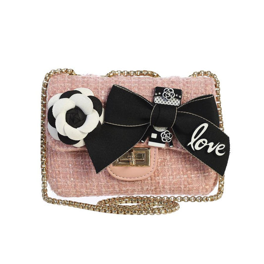 DE Tweed Purse - Pink Bow