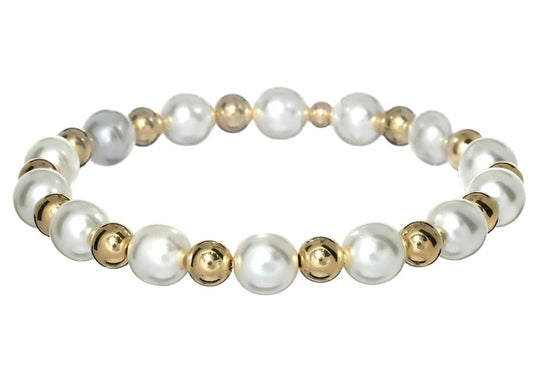 BB "LOLA" 14k gold-filled & pearl beaded bracelet