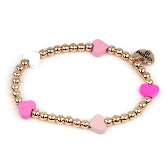 CI bracelet pink heart stretch