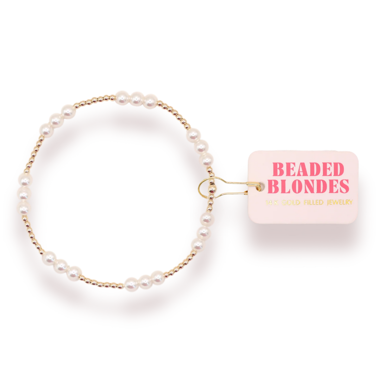 Beaded Blonde ILY Pearl Bracelet