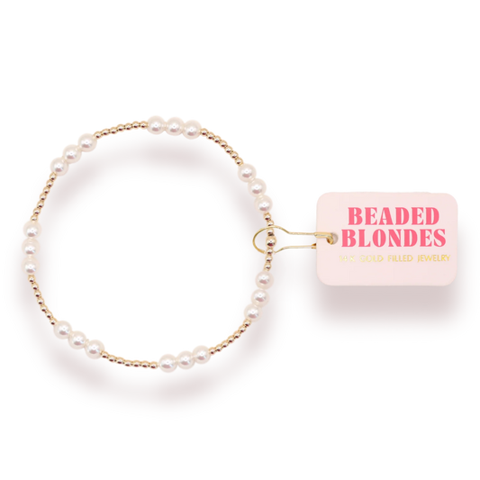 Beaded Blonde ILY Pearl Bracelet