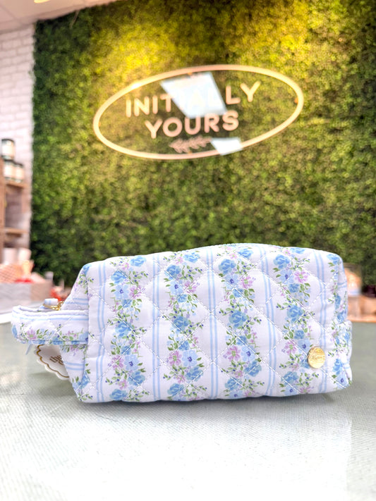 TDE Essentials Quilted Cosmetic Pouch | Petal Parade Blue