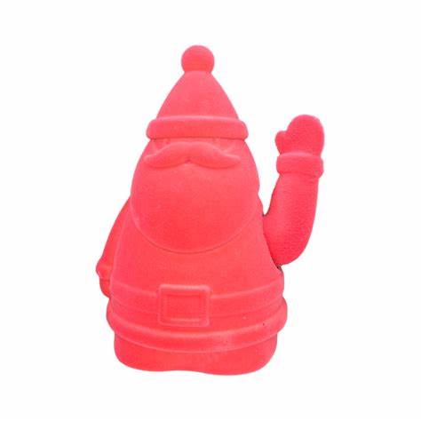 180 Waving Flocked Santa - red