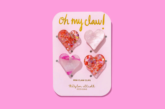 TED Pink & Red Confetti Hearts Mini Claw Clip