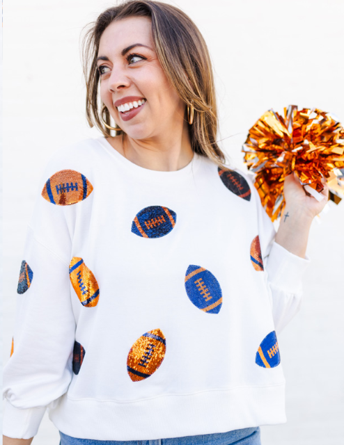 MS sequin sweatshirt orange/blue