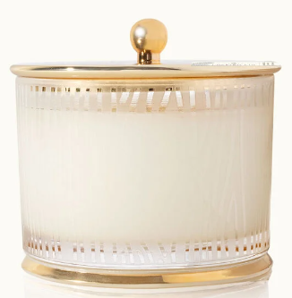 Thymes Medium Frosted Wood Grain Candle - Fraiser Fir