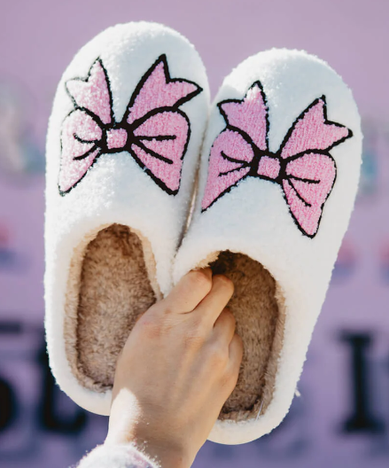 Light Pink Bow Slippers M/L