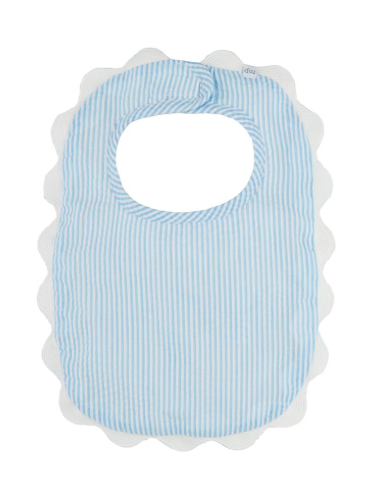 MP Blue Seersucker Scallop Bib