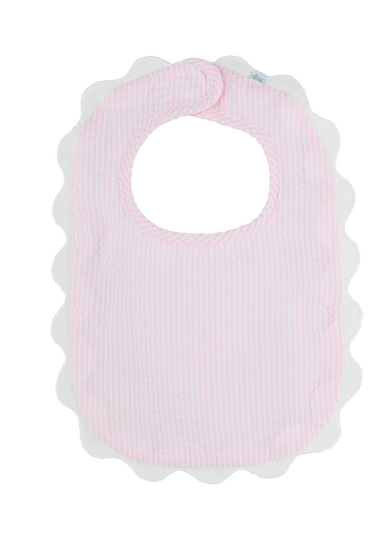 Mp Pink Seersucker Scallop Bib