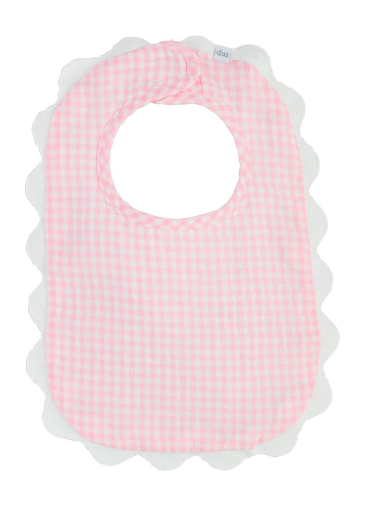 MP Pink Gingham Scallop Bib