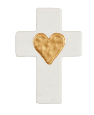 MP Ceramic and Gold Heart Cross