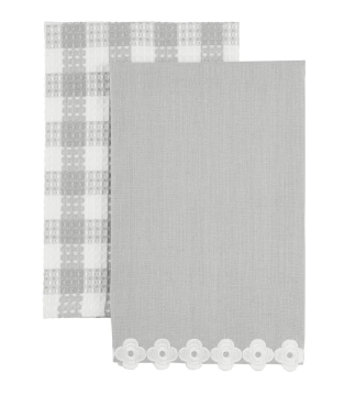 Mp Gray Embroider Edge Towel Set