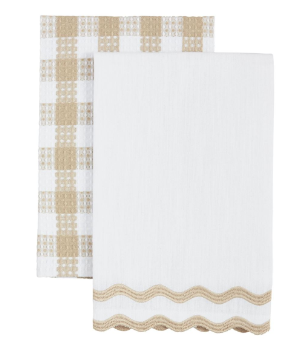 Mp White Embroider Edge Towel Set