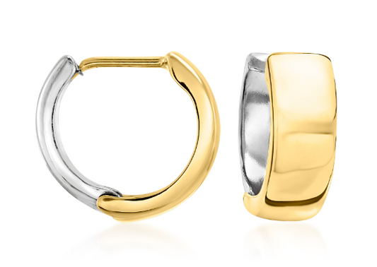 GG 14K Gold Plated Double Tone Hoop Earrings