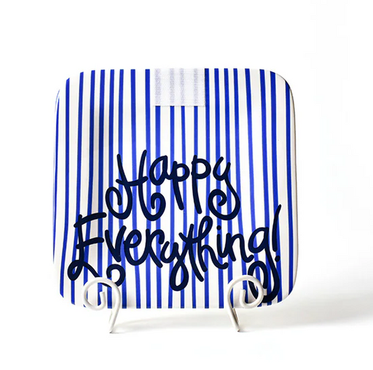 HapEv Mini Sq Platter- Indigo Skinny Stripe