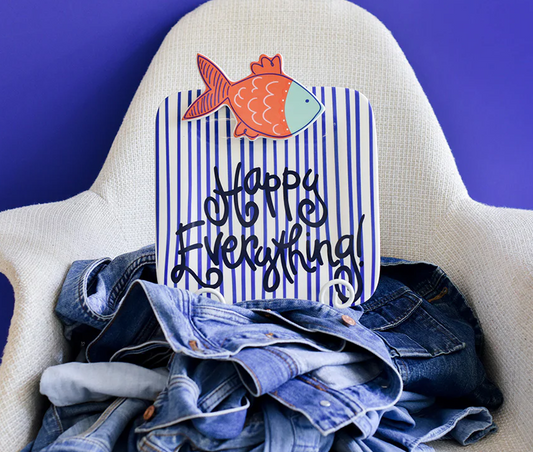 HapEv Mini Sq Platter- Indigo Skinny Stripe